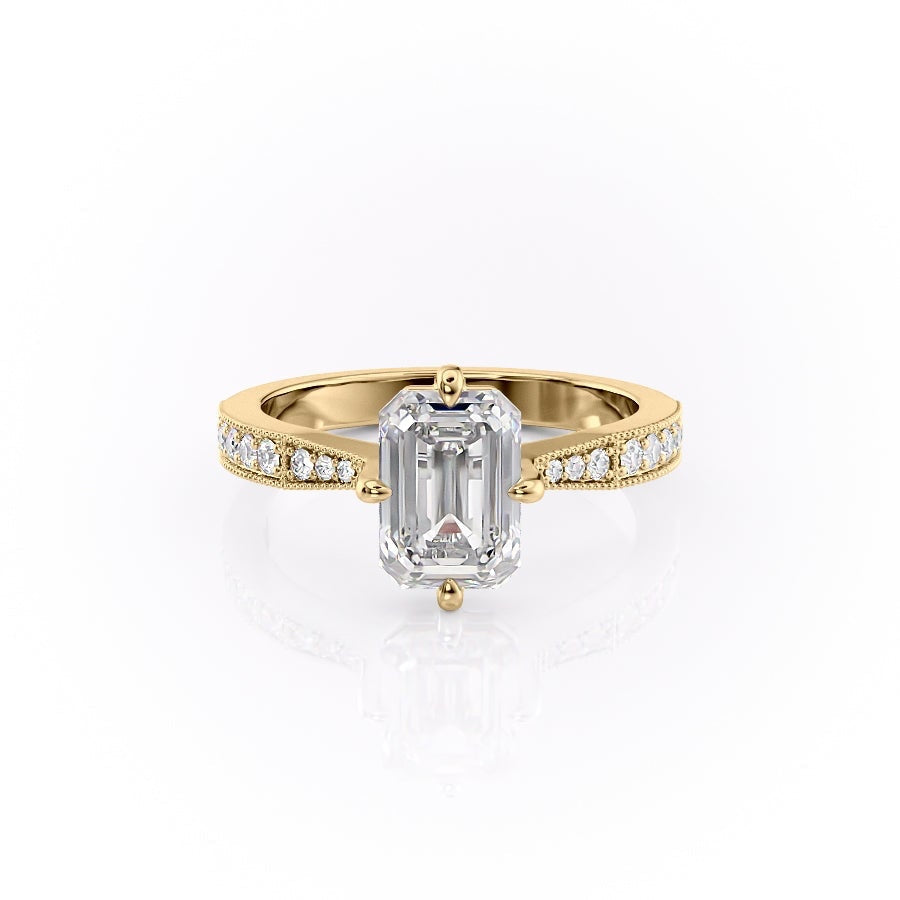 The Isla — Emerald Lab Diamond Side-Stone Engagement Ring