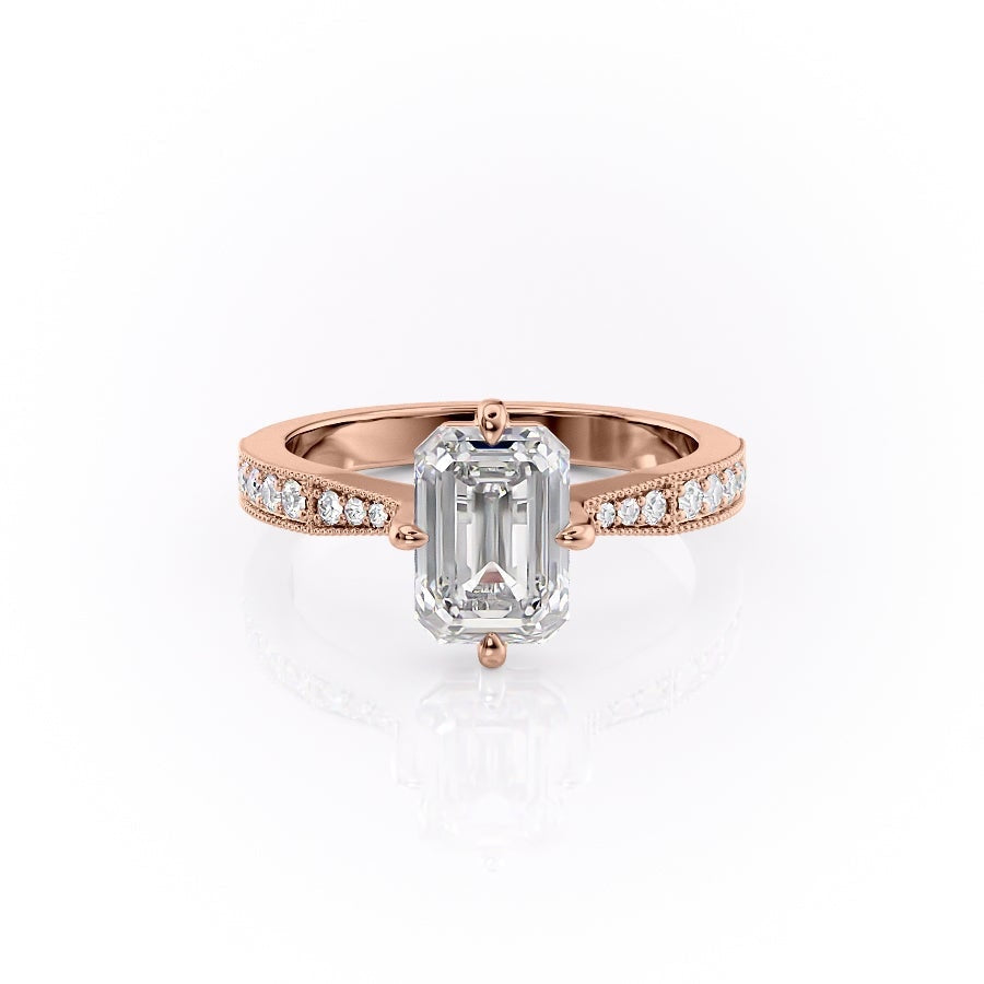 The Isla — Emerald Lab Diamond Side-Stone Engagement Ring