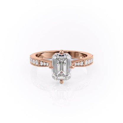 The Isla — Emerald Lab Diamond Side-Stone Engagement Ring