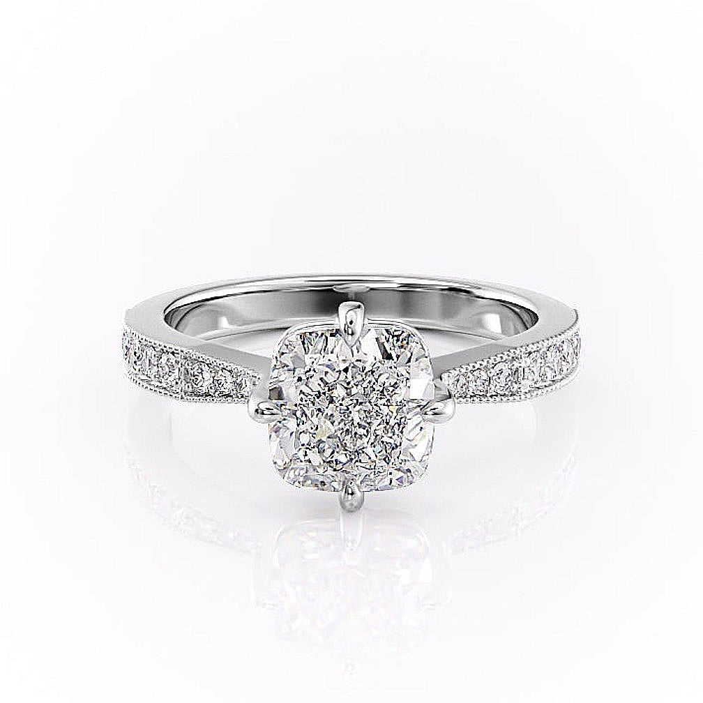 The Isla — Cushion Lab Diamond Side-Stone Engagement Ring