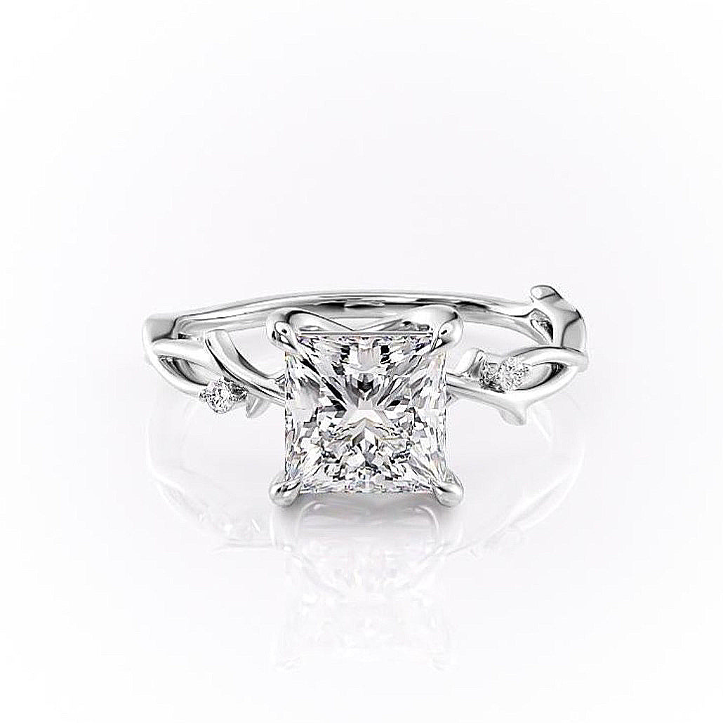 The Maeve — Princess Lab Diamond Botanical Engagement Ring