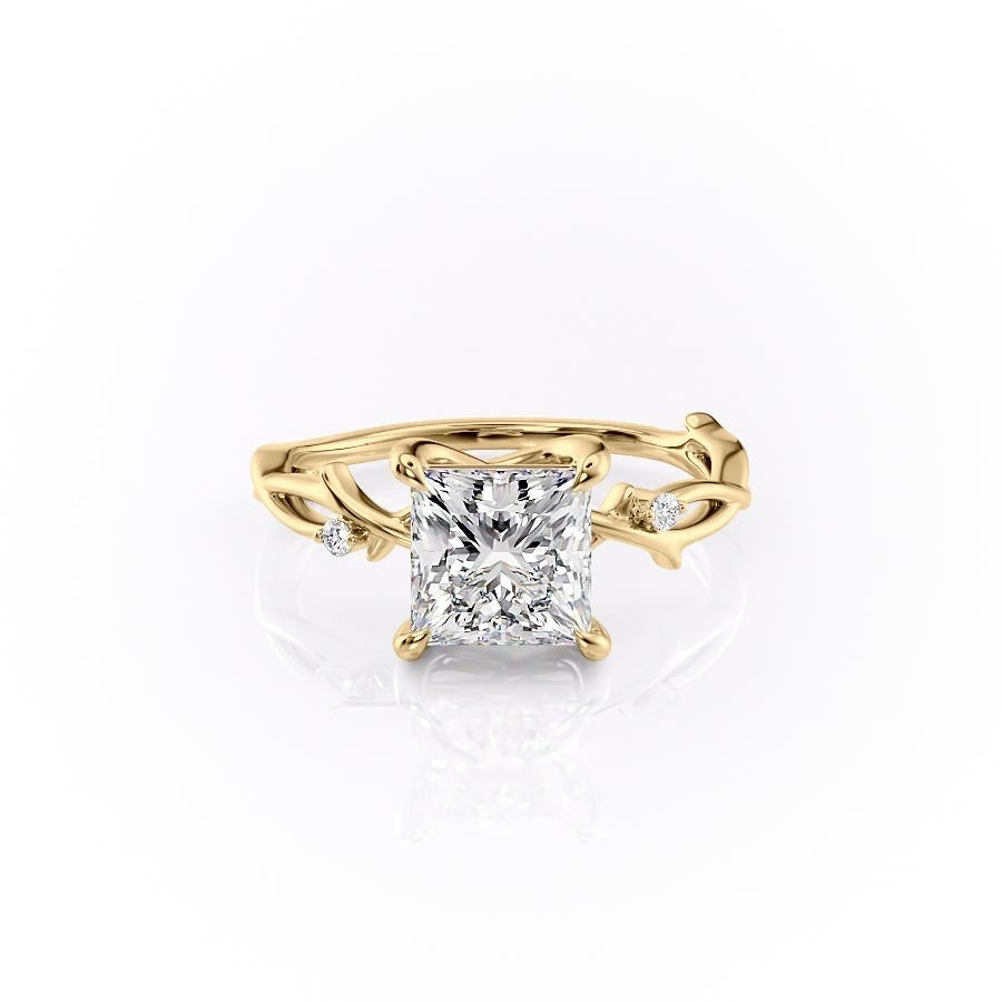 The Maeve — Princess Lab Diamond Botanical Engagement Ring