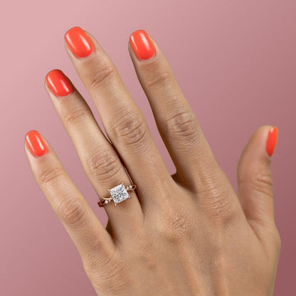 The Maeve — Princess Lab Diamond Botanical Engagement Ring