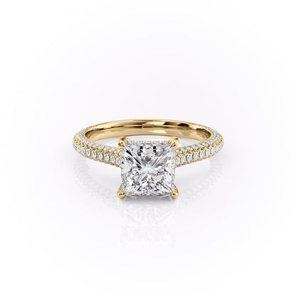 The Celeste — Princess Lab Diamond Pavé Shoulder Engagement Ring