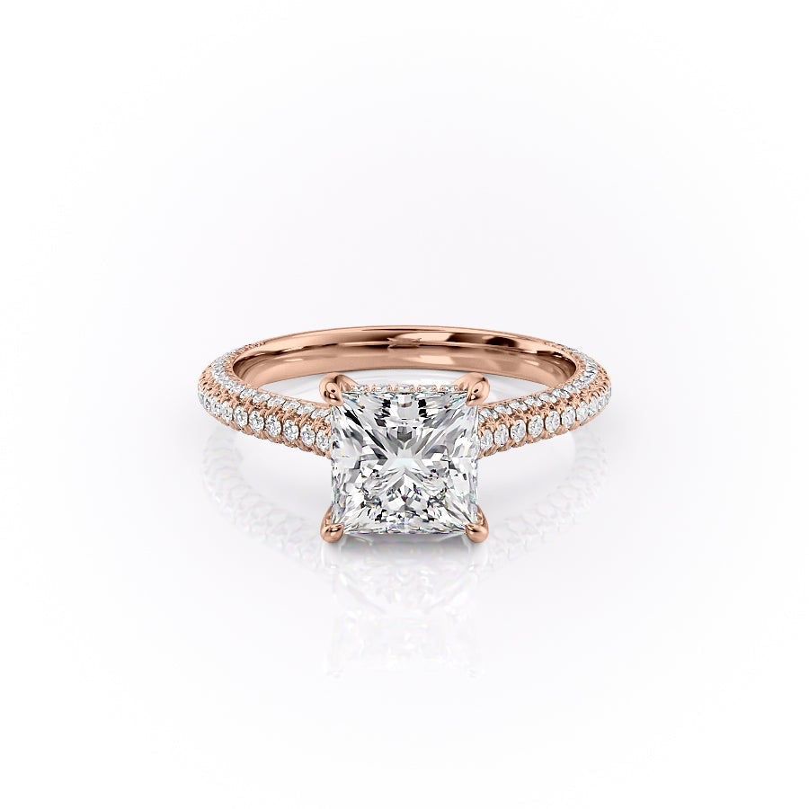 The Celeste — Princess Lab Diamond Pavé Shoulder Engagement Ring