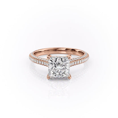 The Celeste — Princess Lab Diamond Pavé Shoulder Engagement Ring