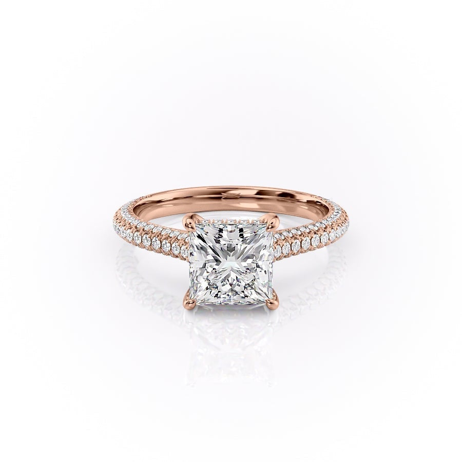 The Celeste — Princess Lab Diamond Pavé Shoulder Engagement Ring
