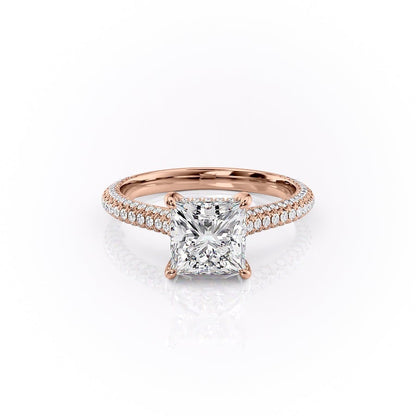 The Celeste — Princess Lab Diamond Pavé Shoulder Engagement Ring