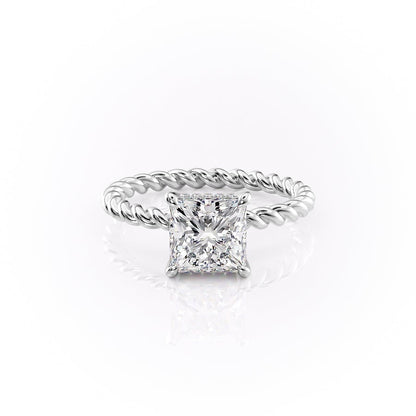 The Elise — Princess Lab Diamond Twisted Band Secret Halo Engagement Ring