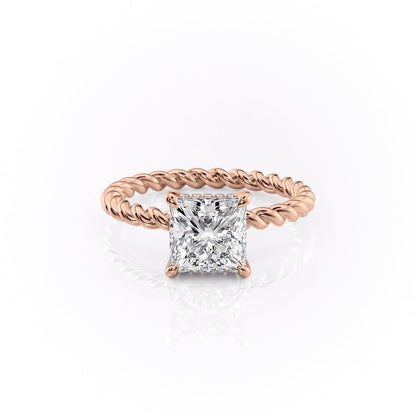 The Elise — Princess Lab Diamond Twisted Band Secret Halo Engagement Ring