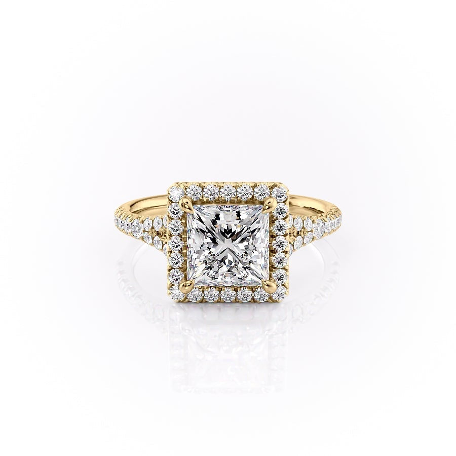 The Olivia — Princess Lab Diamond Split-Shank Halo Engagement Ring