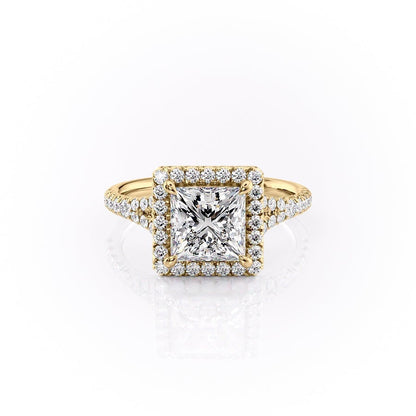 The Olivia — Princess Lab Diamond Split-Shank Halo Engagement Ring