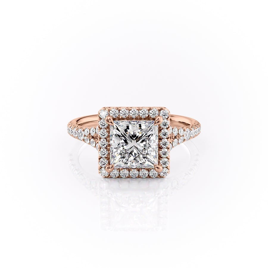 The Olivia — Princess Lab Diamond Split-Shank Halo Engagement Ring
