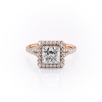 The Olivia — Princess Lab Diamond Split-Shank Halo Engagement Ring
