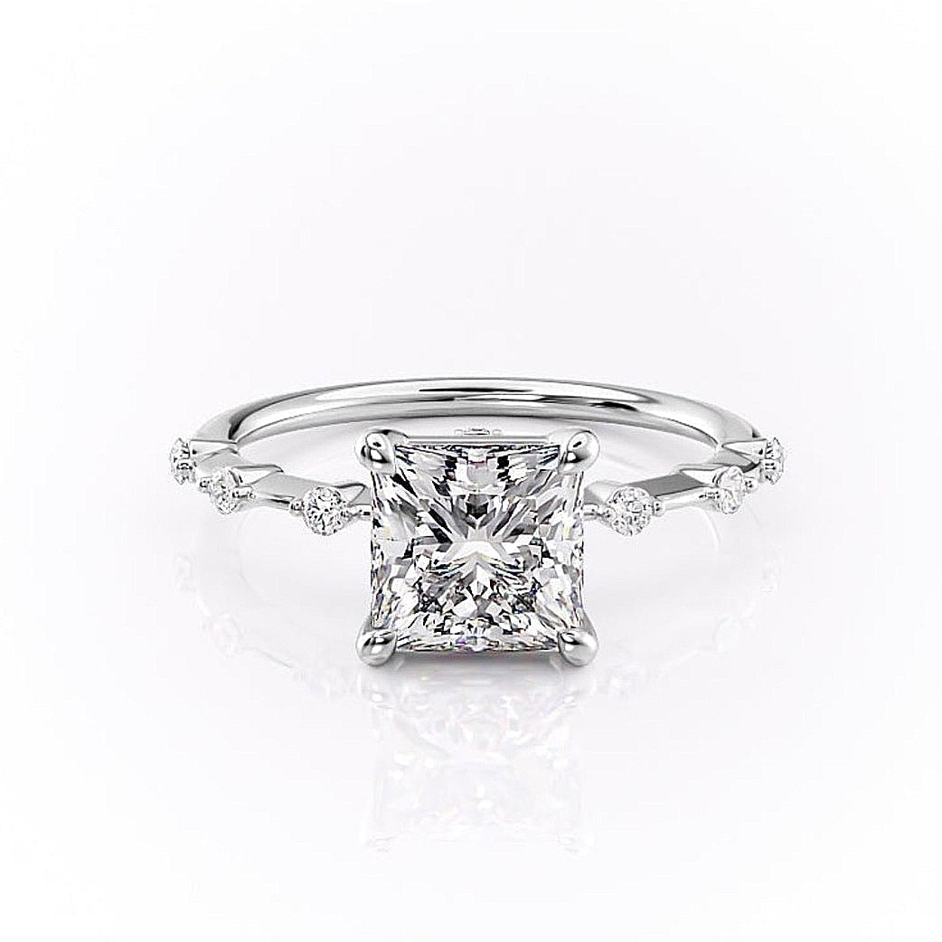 The Isla — Princess Lab Diamond Side-Stone Engagement Ring III