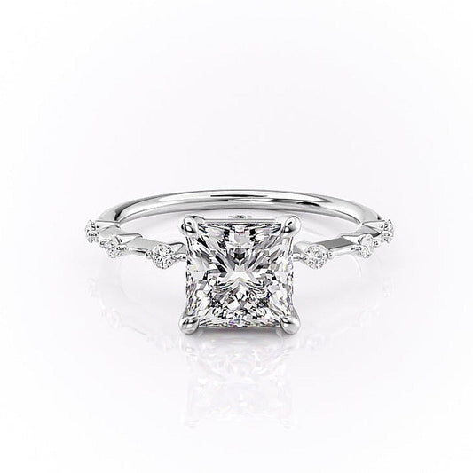The Isla — Princess Lab Diamond Side-Stone Engagement Ring III