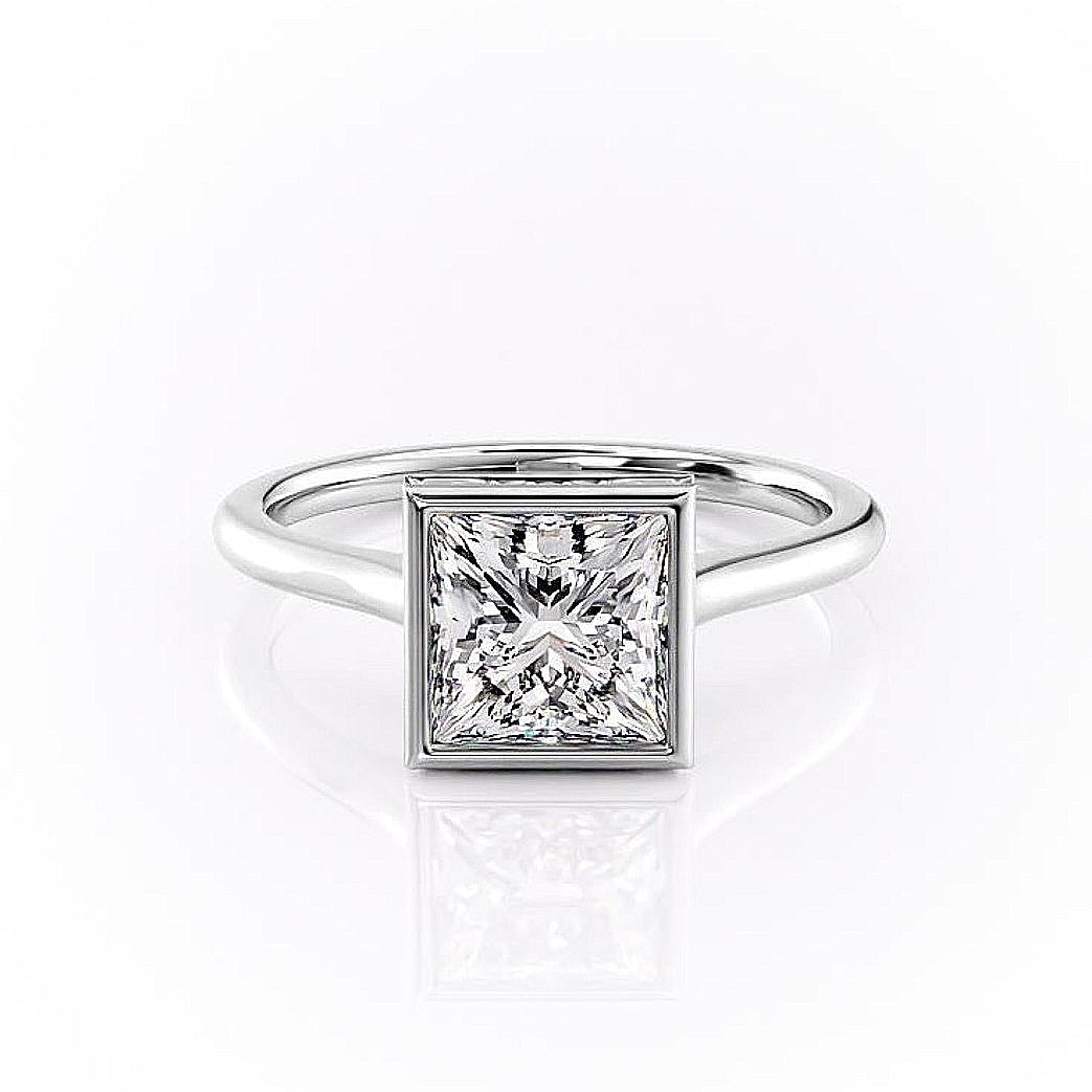 The Eva — Princess Lab Diamond Bezel Secret Halo Engagement Ring