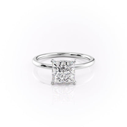 The Aria — Princess Lab Diamond Plain Band Secret Halo Engagement Ring II
