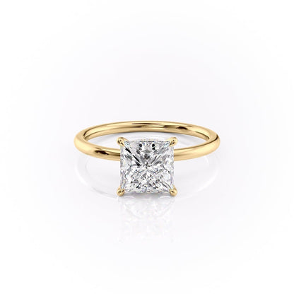 The Aria — Princess Lab Diamond Plain Band Secret Halo Engagement Ring II