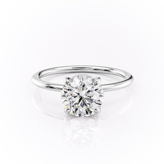 The Aria — Round Lab Diamond Plain Band Secret Halo Engagement Ring