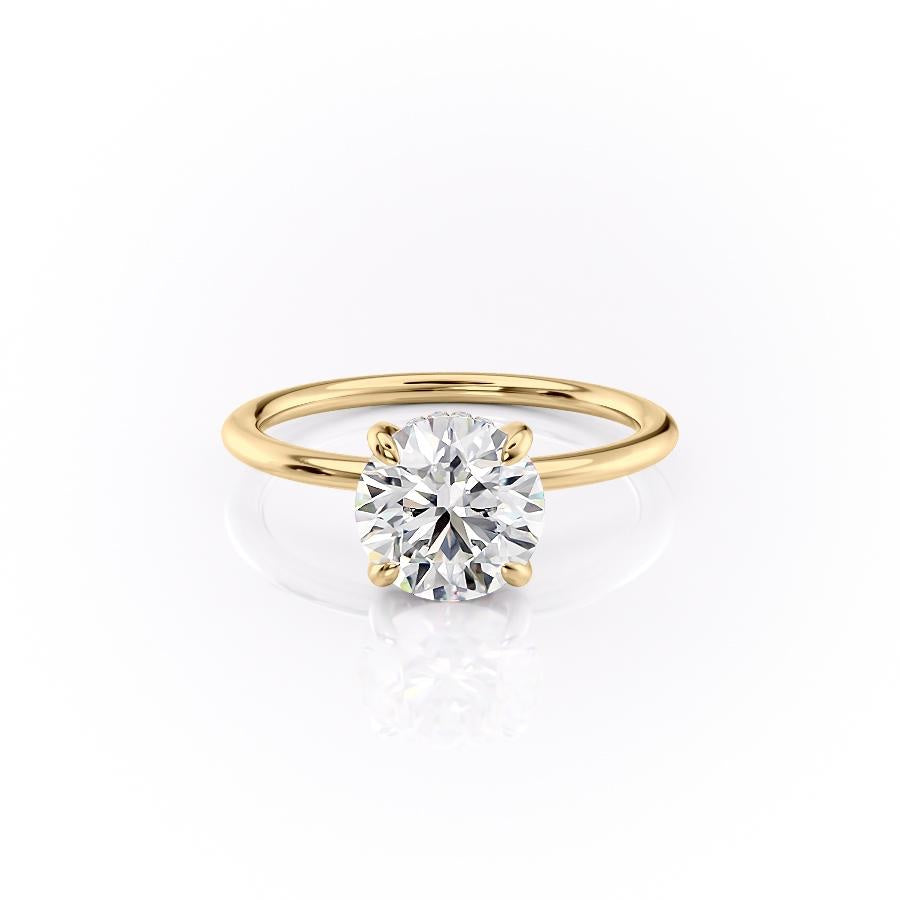 The Aria — Round Lab Diamond Plain Band Secret Halo Engagement Ring