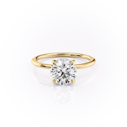 The Aria — Round Lab Diamond Plain Band Secret Halo Engagement Ring