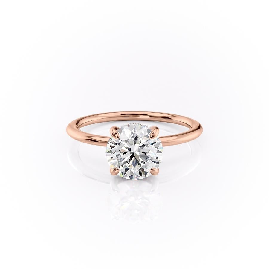The Aria — Round Lab Diamond Plain Band Secret Halo Engagement Ring