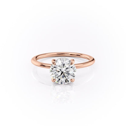 The Aria — Round Lab Diamond Plain Band Secret Halo Engagement Ring