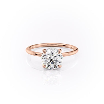 The Aria — Round Lab Diamond Plain Band Secret Halo Engagement Ring