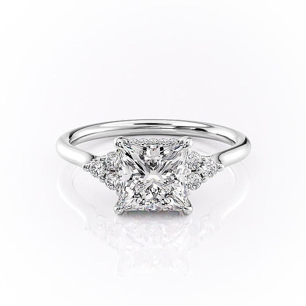 The Isla — Princess Lab Diamond Side-Stone Engagement Ring II