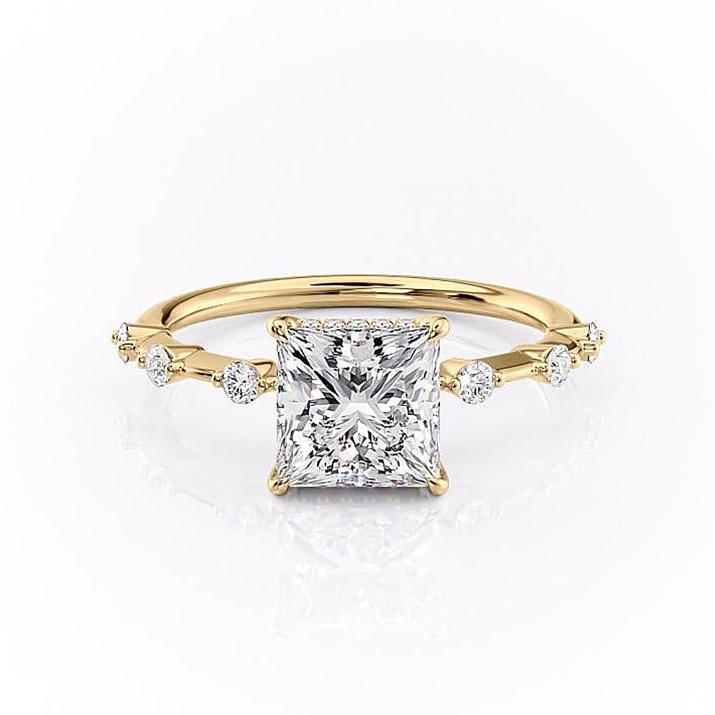 The Isla — Princess Lab Diamond Side-Stone Engagement Ring