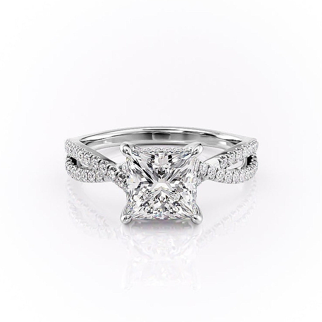 The Elise — Princess Lab Diamond Side-Stone Engagement Ring