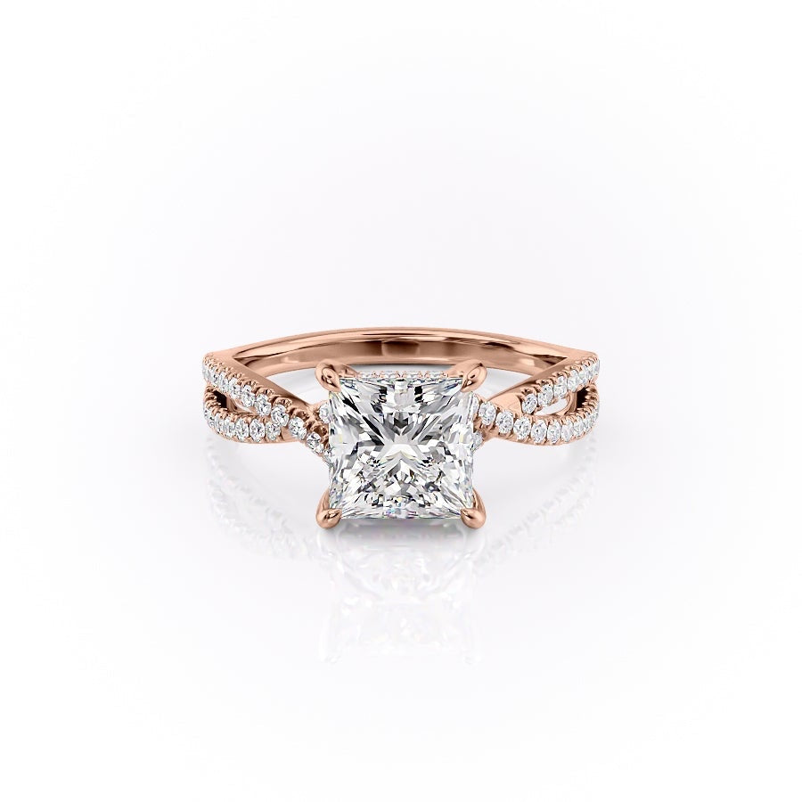 The Elise — Princess Lab Diamond Side-Stone Engagement Ring