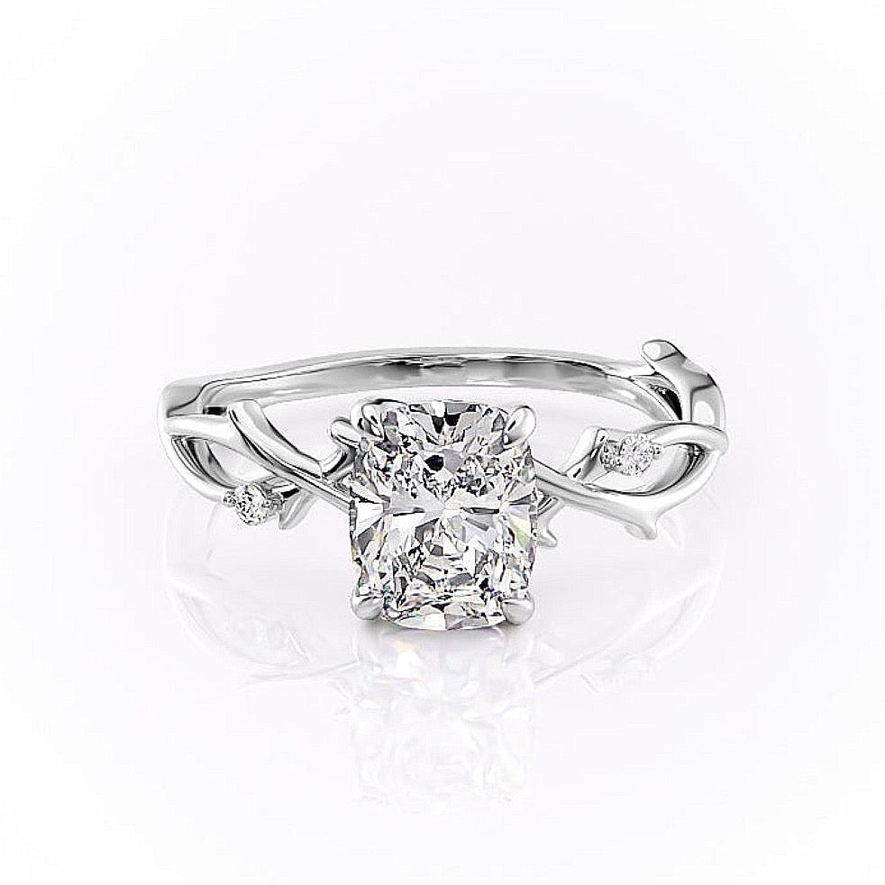 The Luna — Elongated Cushion Lab Diamond Botanical Ring
