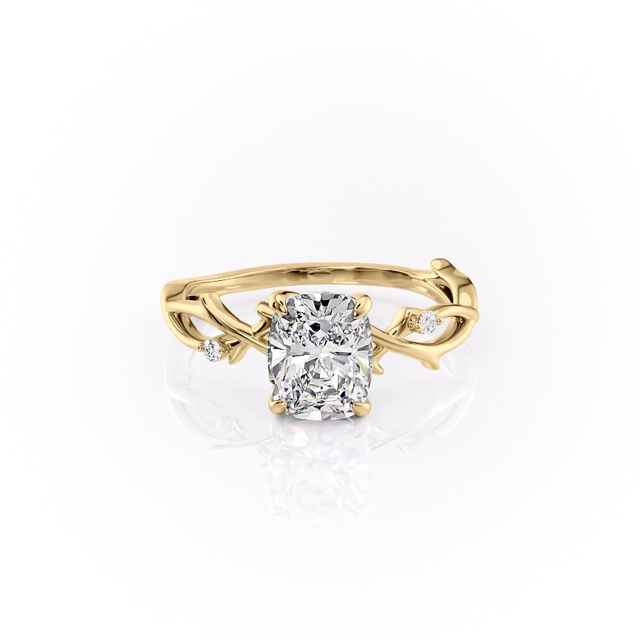 The Luna — Elongated Cushion Lab Diamond Botanical Ring