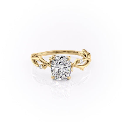 The Luna — Elongated Cushion Lab Diamond Botanical Ring