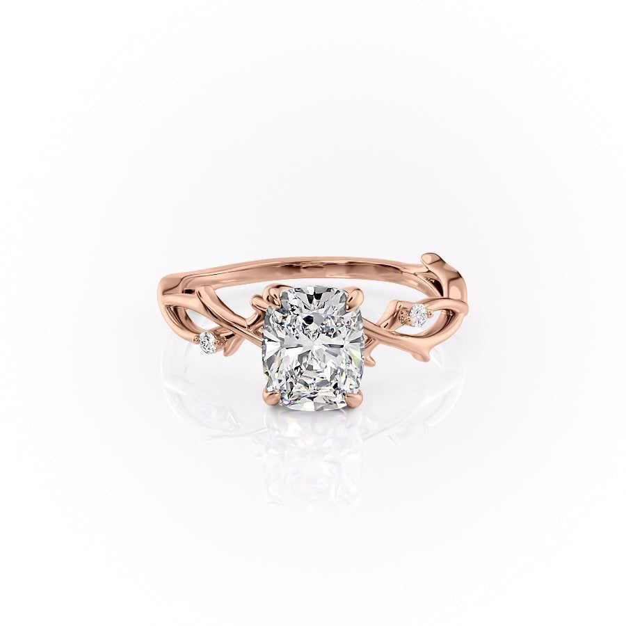 The Luna — Elongated Cushion Lab Diamond Botanical Ring