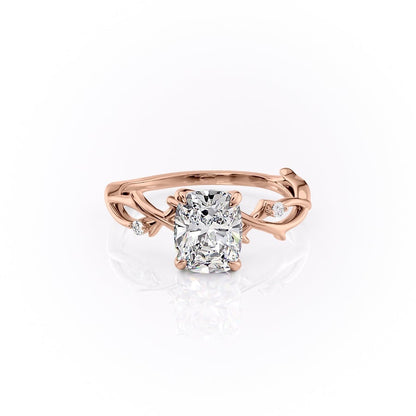 The Luna — Elongated Cushion Lab Diamond Botanical Ring