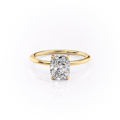 The Luna — Elongated Cushion Lab Diamond Plain Band Secret Halo Ring II