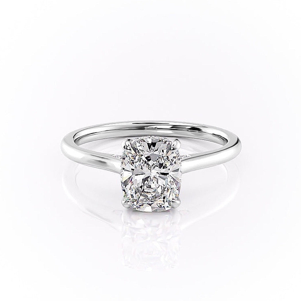 The Luna — Elongated Cushion Lab Diamond Secret Halo Ring V