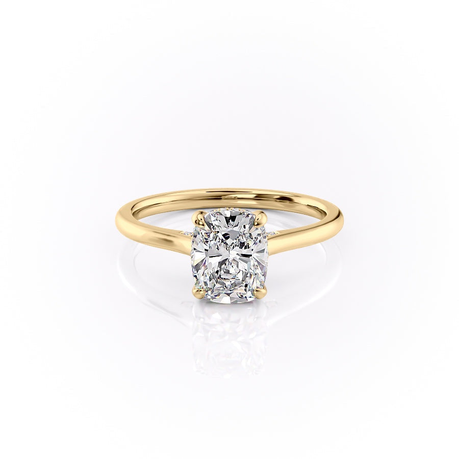 The Luna — Elongated Cushion Lab Diamond Secret Halo Ring V