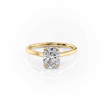 The Luna — Elongated Cushion Lab Diamond Secret Halo Ring V
