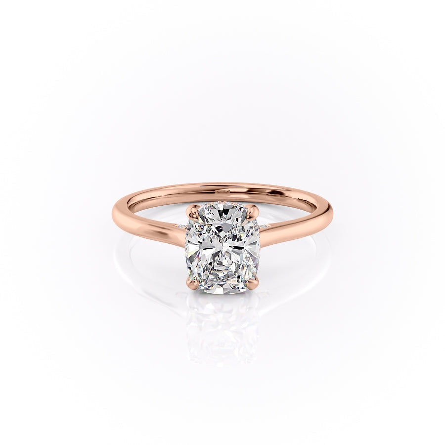 The Luna — Elongated Cushion Lab Diamond Secret Halo Ring V