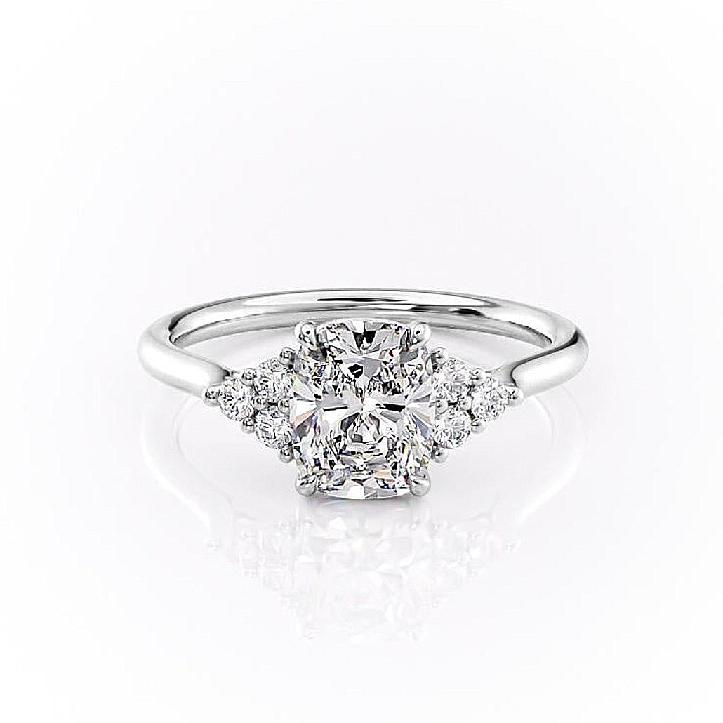 The Luna — Elongated Cushion Lab Diamond Side-Stone Ring V