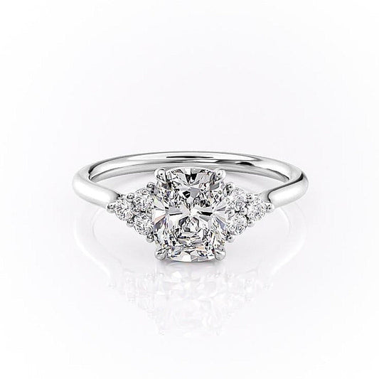 The Luna — Elongated Cushion Lab Diamond Side-Stone Ring V