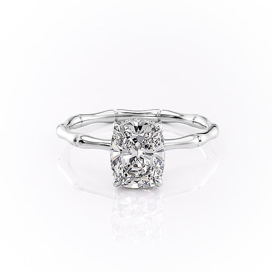 The Luna — Elongated Cushion Lab Diamond Secret Halo Ring IV