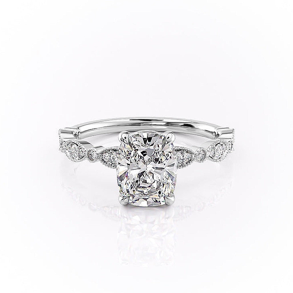 The Luna — Elongated Cushion Lab Diamond Vintage Ring II