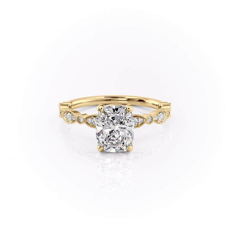 The Luna — Elongated Cushion Lab Diamond Vintage Ring II