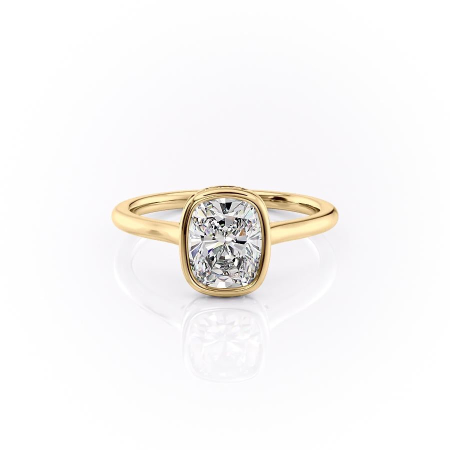 The Luna — Elongated Cushion Lab Diamond Bezel Secret Halo Ring