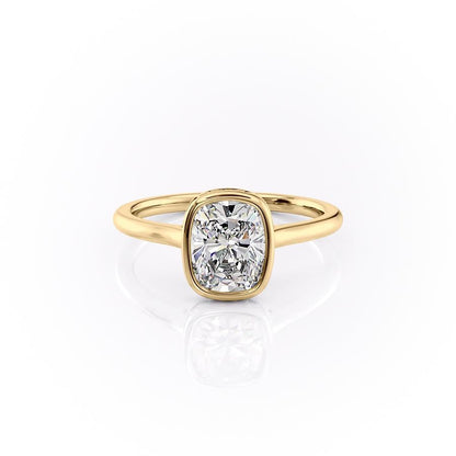 The Luna — Elongated Cushion Lab Diamond Bezel Secret Halo Ring